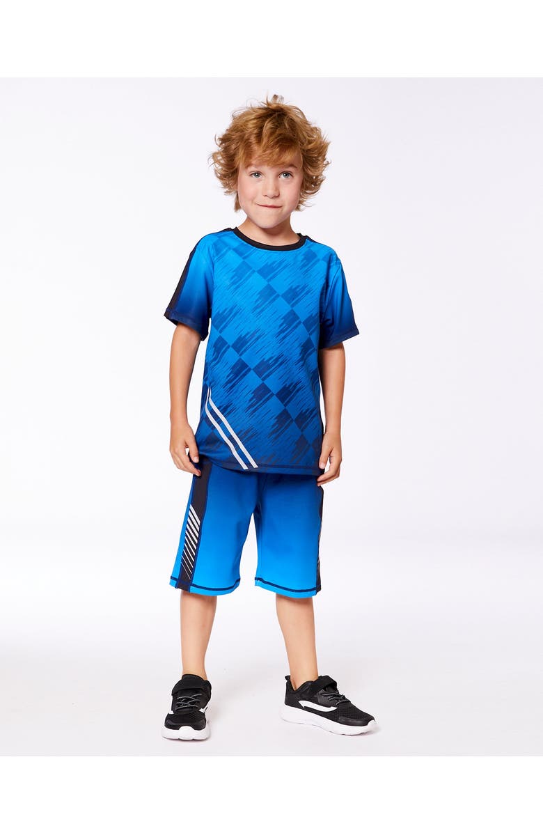Deux par Deux Boy's Athletic Shorts Blue And Black, Alternate, color, Blue And Black