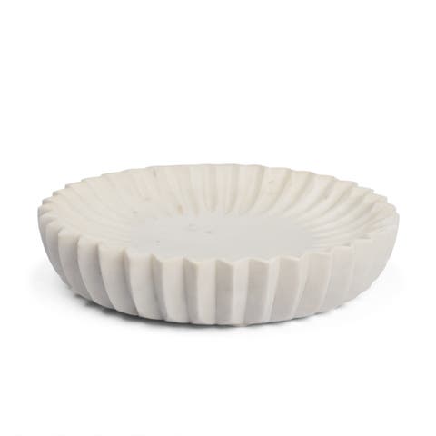Fiora Round Marble Scalloped Decorative Bowl