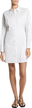 Theory Stripe Cotton Blend Button-Up Shirt