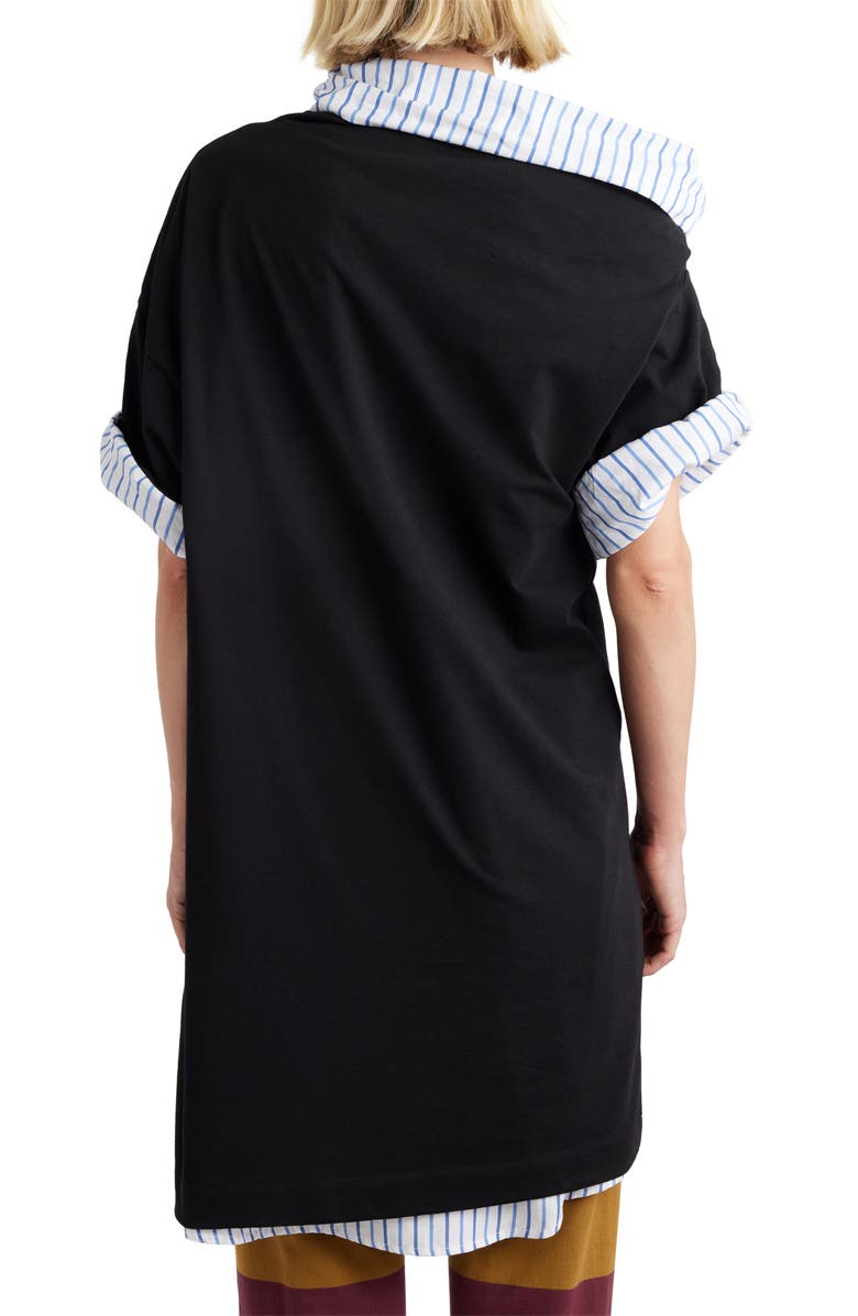 Dries Van Noten Layered Short Sleeve Cotton Sweatshirt Dress, Alternate, color, 