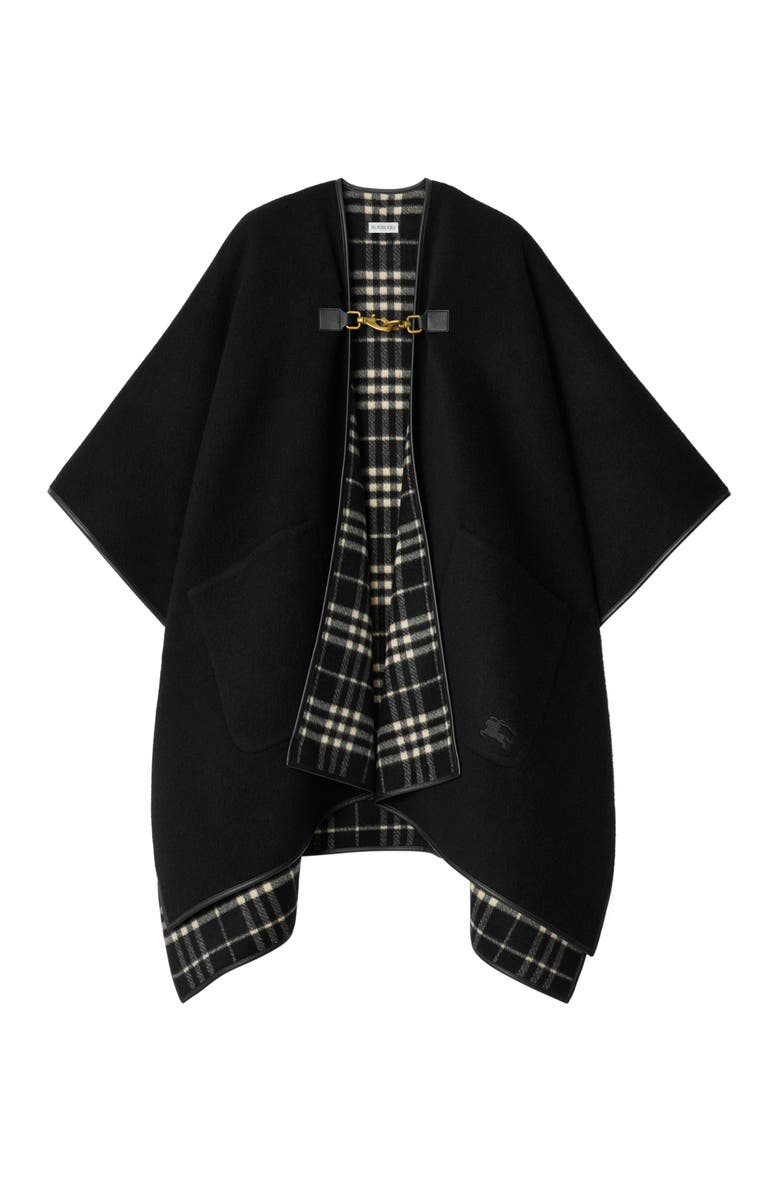 Burberry Check Cashmere Cape, Main, color, Black/Calico Beige