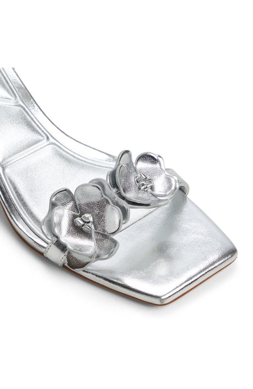Aldo Daisyrose Ankle Strap Kitten Heel Sandal In Silver