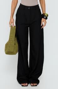 Princess Polly Archer Pleated High Waist Straight Leg Pants