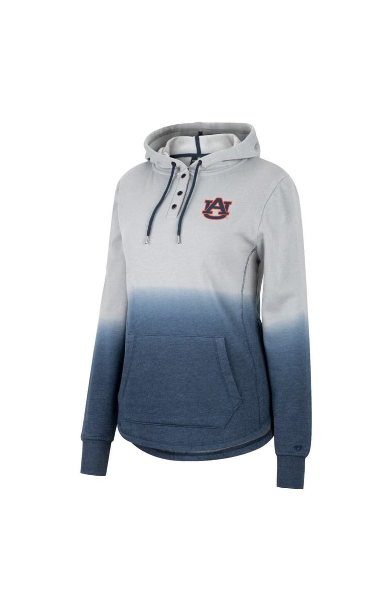 COLOSSEUM Women's Colosseum Gray/Navy Auburn Tigers Aurelia Dip-Dye Quarter-Snap Pullover Hoodie, Alternate, color, 