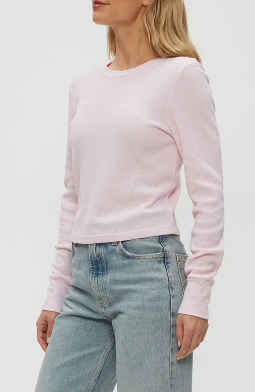 Michael Stars Palmer Cropped Long Sleeve Thermal T-shirt In Pink