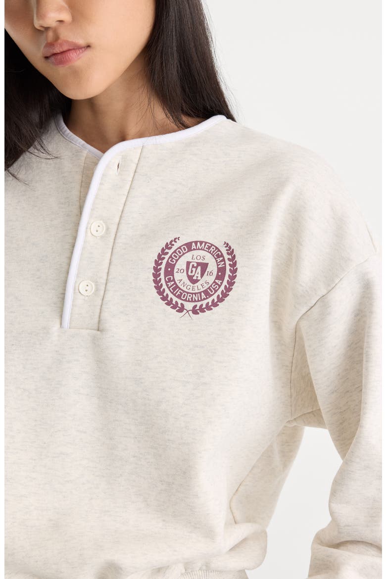 The Brushed Fleece Henley Sweatshirt, Alternate, color, OATMEAL001
