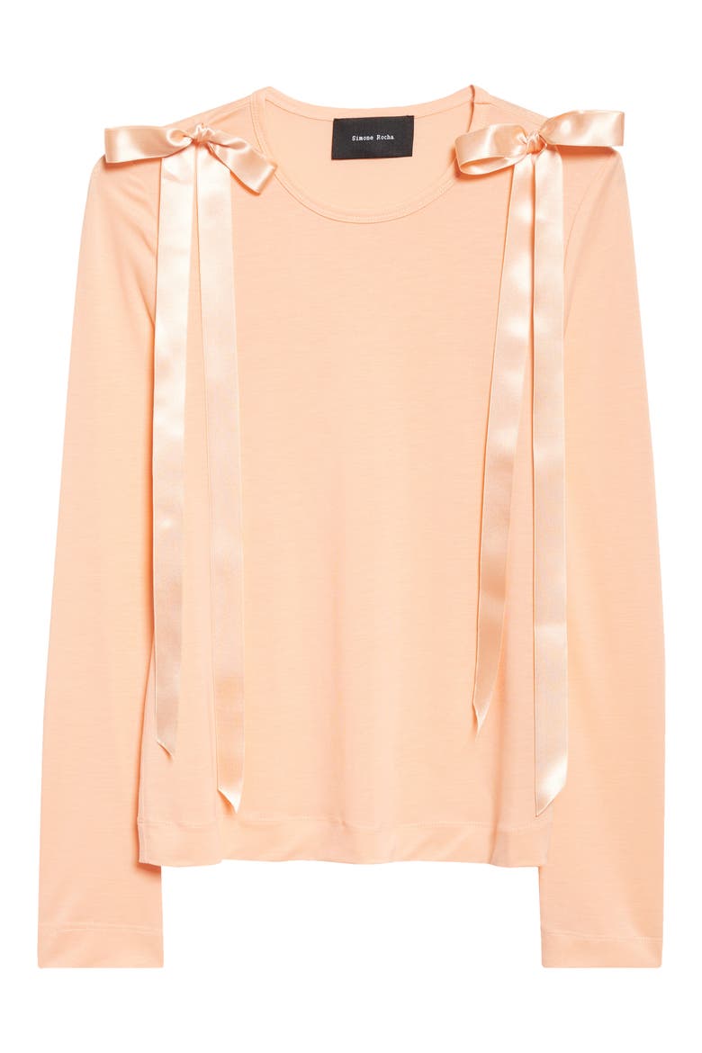 Bow Ribbon Tail Long Sleeve T-Shirt, Alternate, color, CLEMENTINE