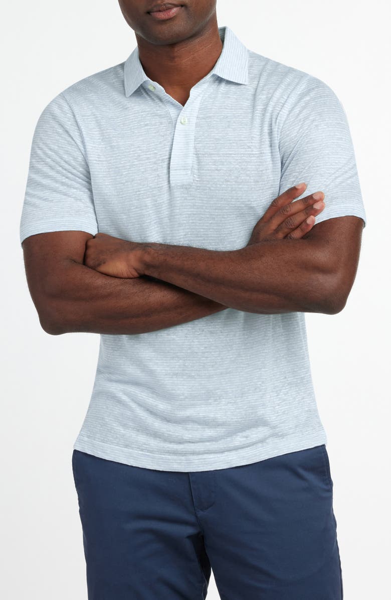 David Donahue Slub Linen Polo, Main, color, Sky
