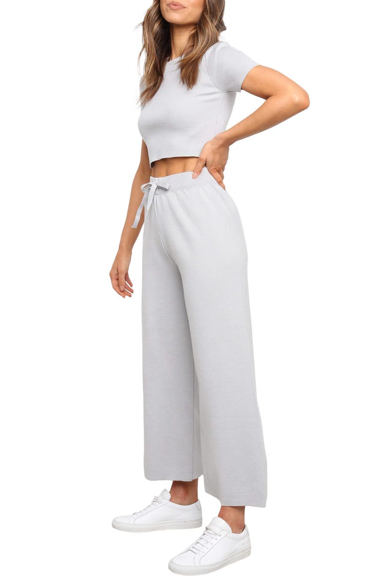 Ayers Crop Sweater & Wide Leg Pants Set, Alternate, color, GREY
