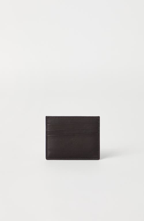 Brunello Cucinelli Calfskin Card Case In Brown
