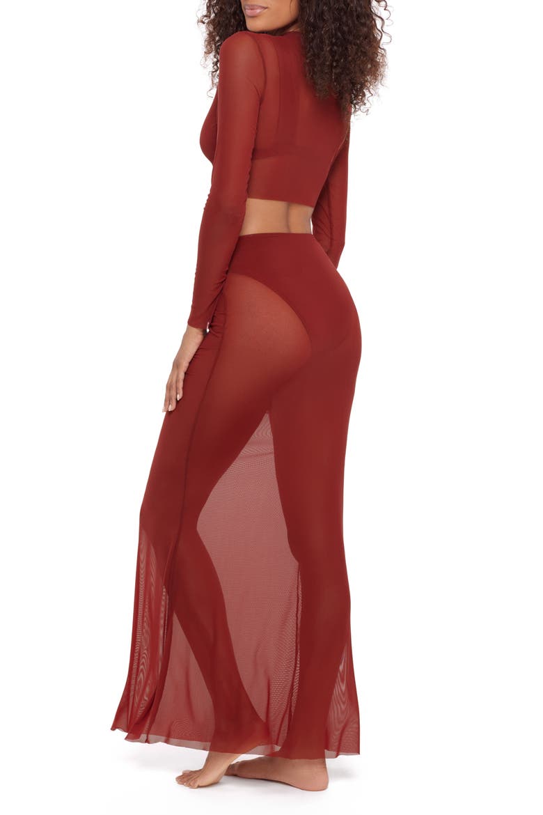 Sheer Mesh Crop Cover-Up Top, Alternate, color, SANGRIA