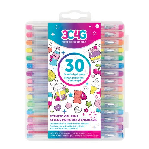 3C4G 30 Scented Gel Pens Set with 2 Color in Snack Themed Sticker Sheets, Ages 6+ in Multicolored  product