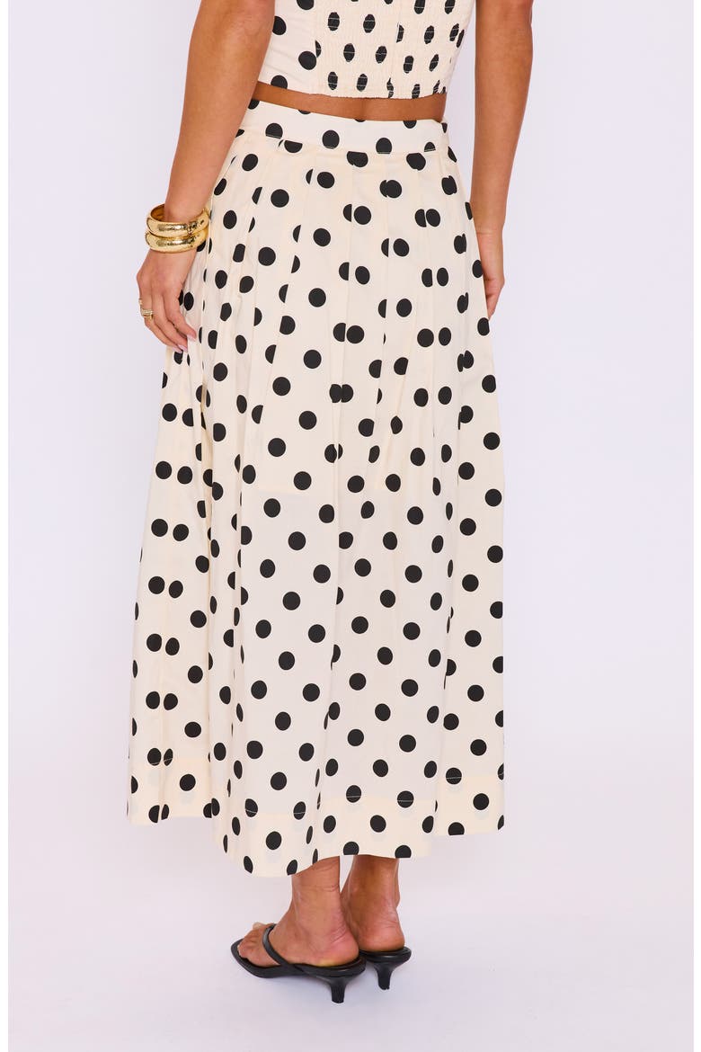 Cami Polka Dot Pleated Maxi Skirt, Alternate, color, CREAM/ BLACK