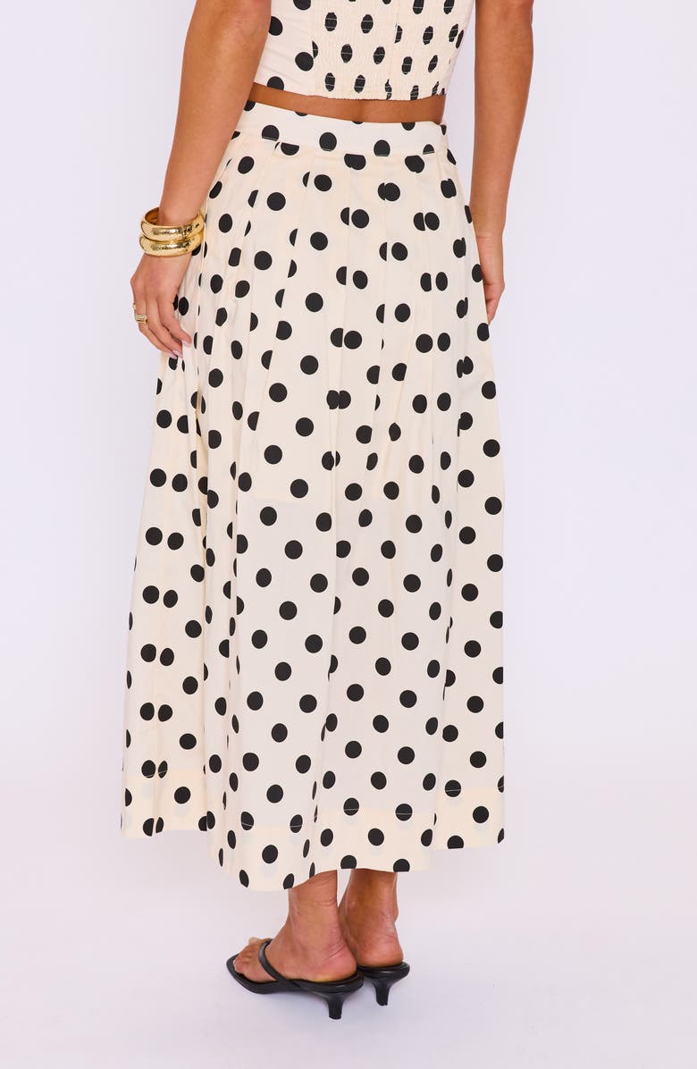 VICI Collection Cami Polka Dot Pleated Maxi Skirt, Alternate, color, Cream/ Black
