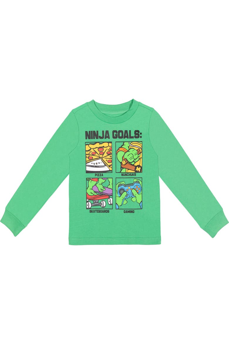 Teenage Mutant Ninja Turtles 2-Pack Long Sleeve Graphic T-Shirts, Alternate, color, Green Heather Grey