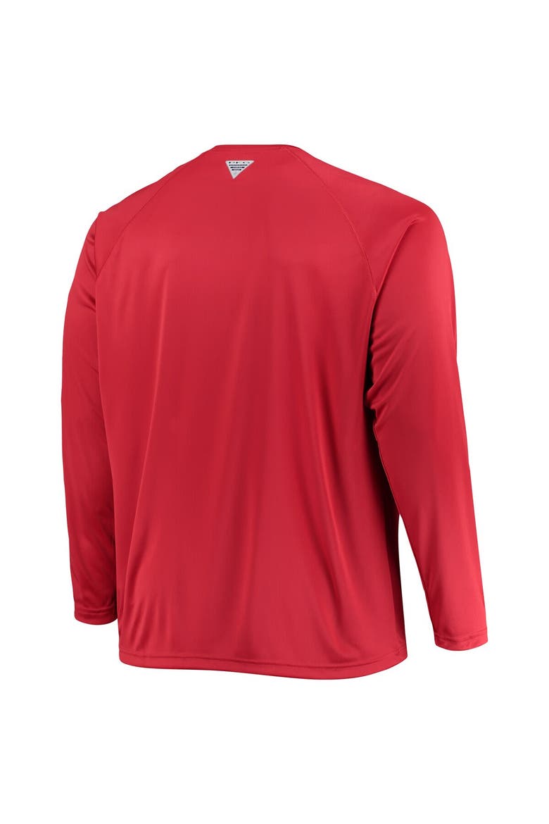 Men's Columbia Scarlet Ohio State Buckeyes Big & Tall Terminal Tackle Raglan Omni-Shade Long Sleeve T-Shirt, Alternate, color, Scarlet