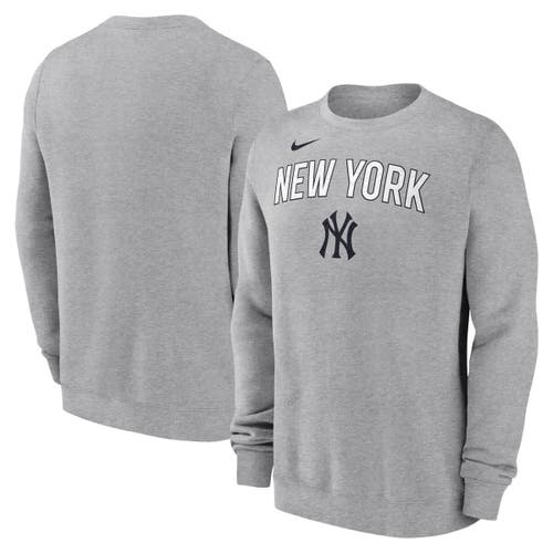 Nike Heather Gray New York Yankees Pullover Sweatshirt