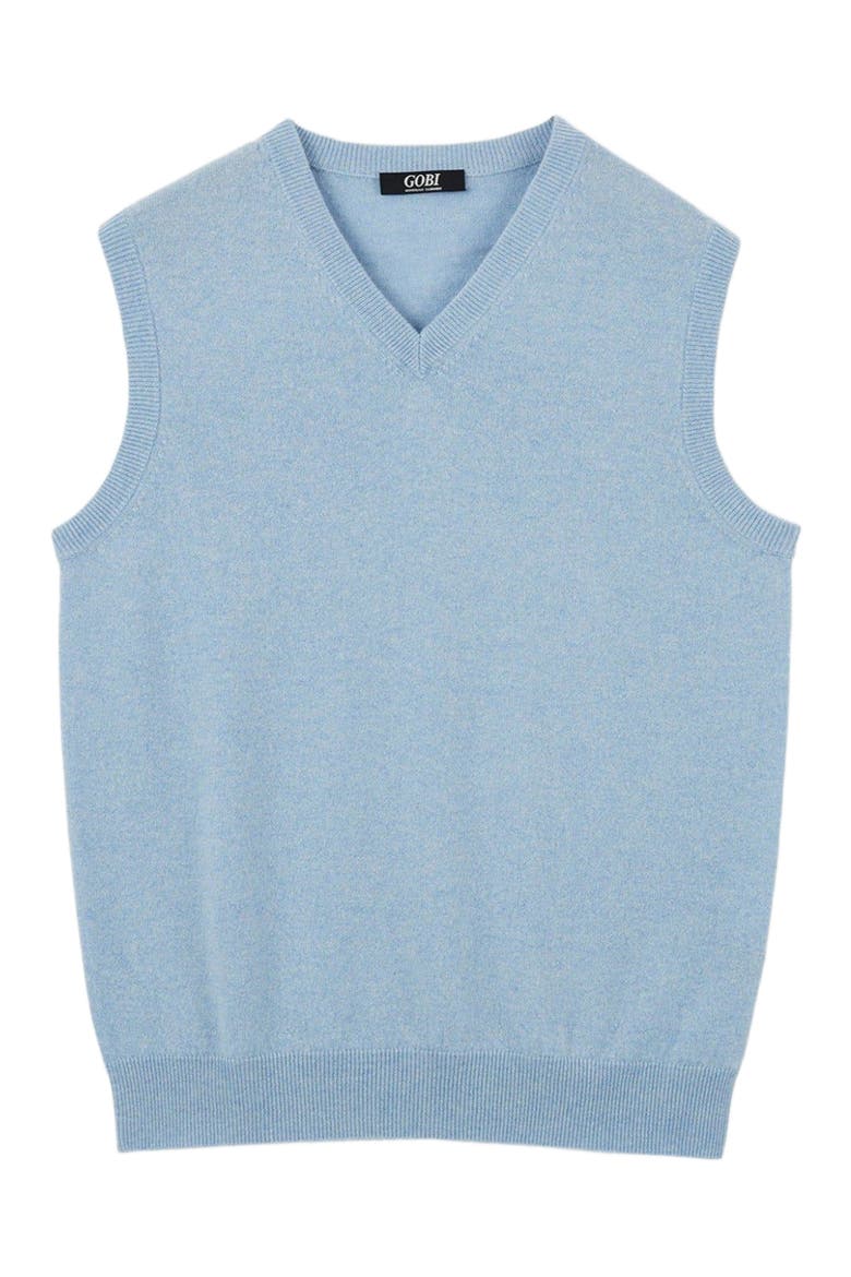 Essential V-Neck Cashmere Vest, Alternate, color, light blue