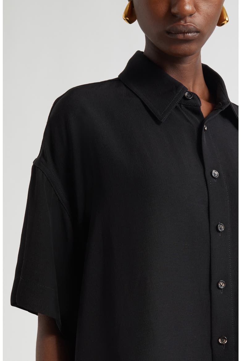 Boxy Crop Button-Up Shirt, Alternate, color, BLACK