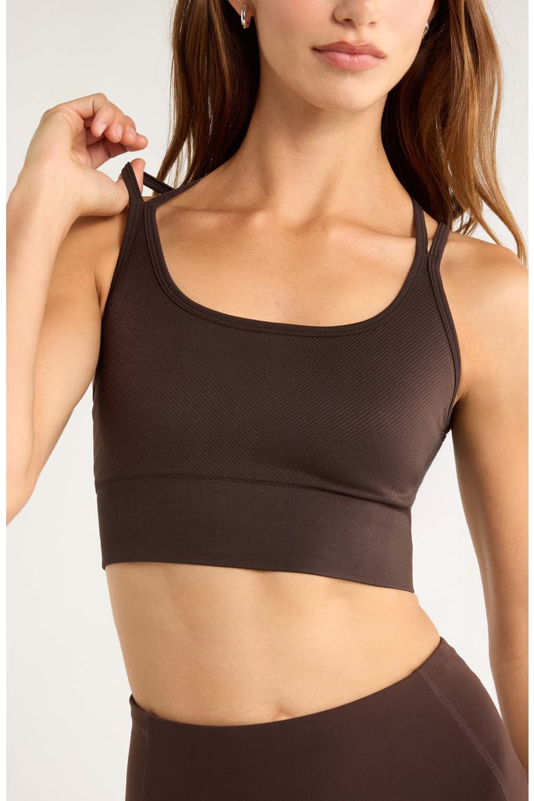 Seamless Strappy Sports Bra, Alternate, color, BROWN MOLE