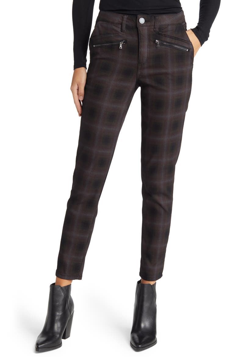 'Ab'Solution Plaid Ankle Trousers (Nordstrom Exclusive), Main, color, BKES-BLACK ESPRESS