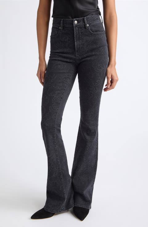 Beverly Floral Embroidered Flare Leg Jeans