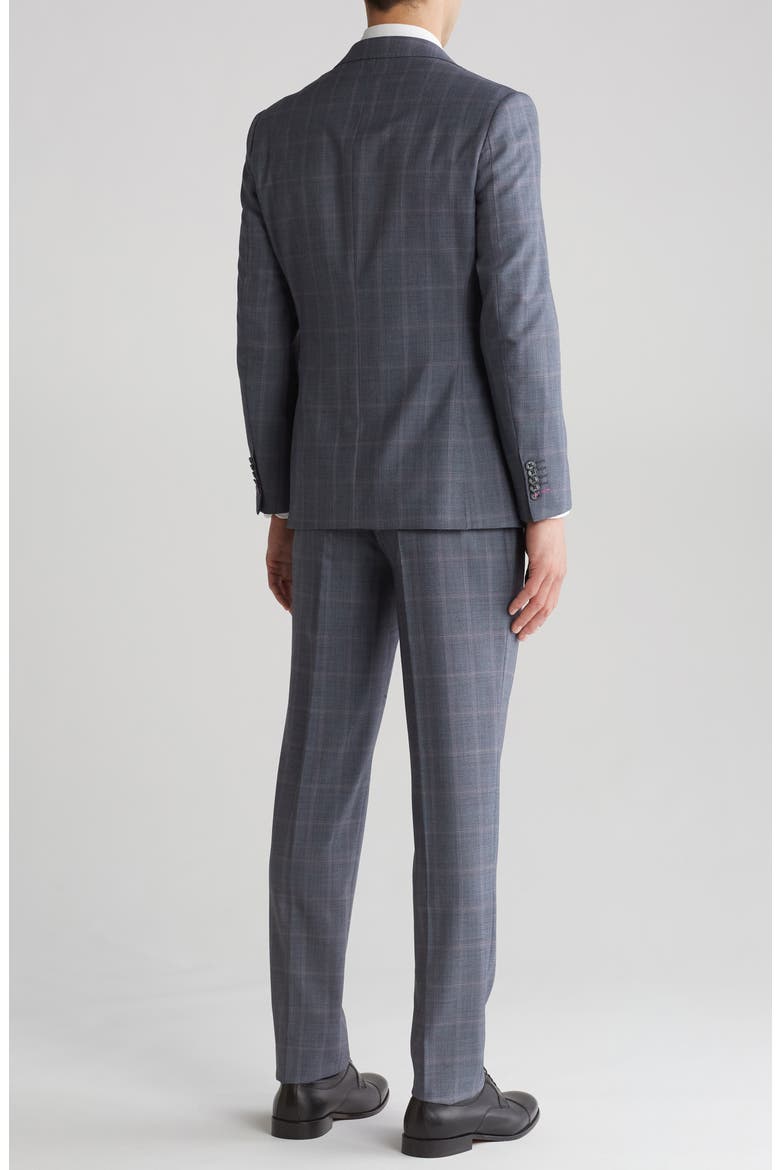 Plaid Trim Fit Wool Blend Two-Piece Suit, Alternate, color, GRAY