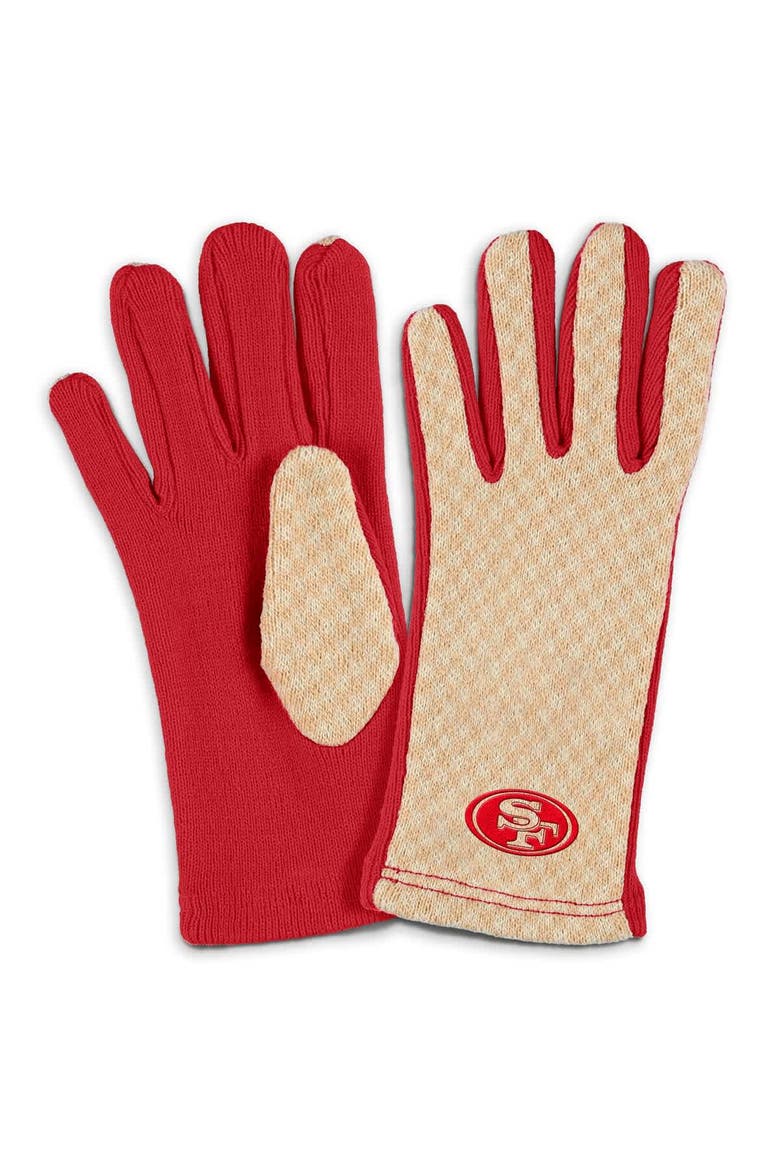 Women's WEAR by Erin Andrews San Francisco 49ers Tonal Microcheck Scarf & Glove Set, Alternate, color, Tan