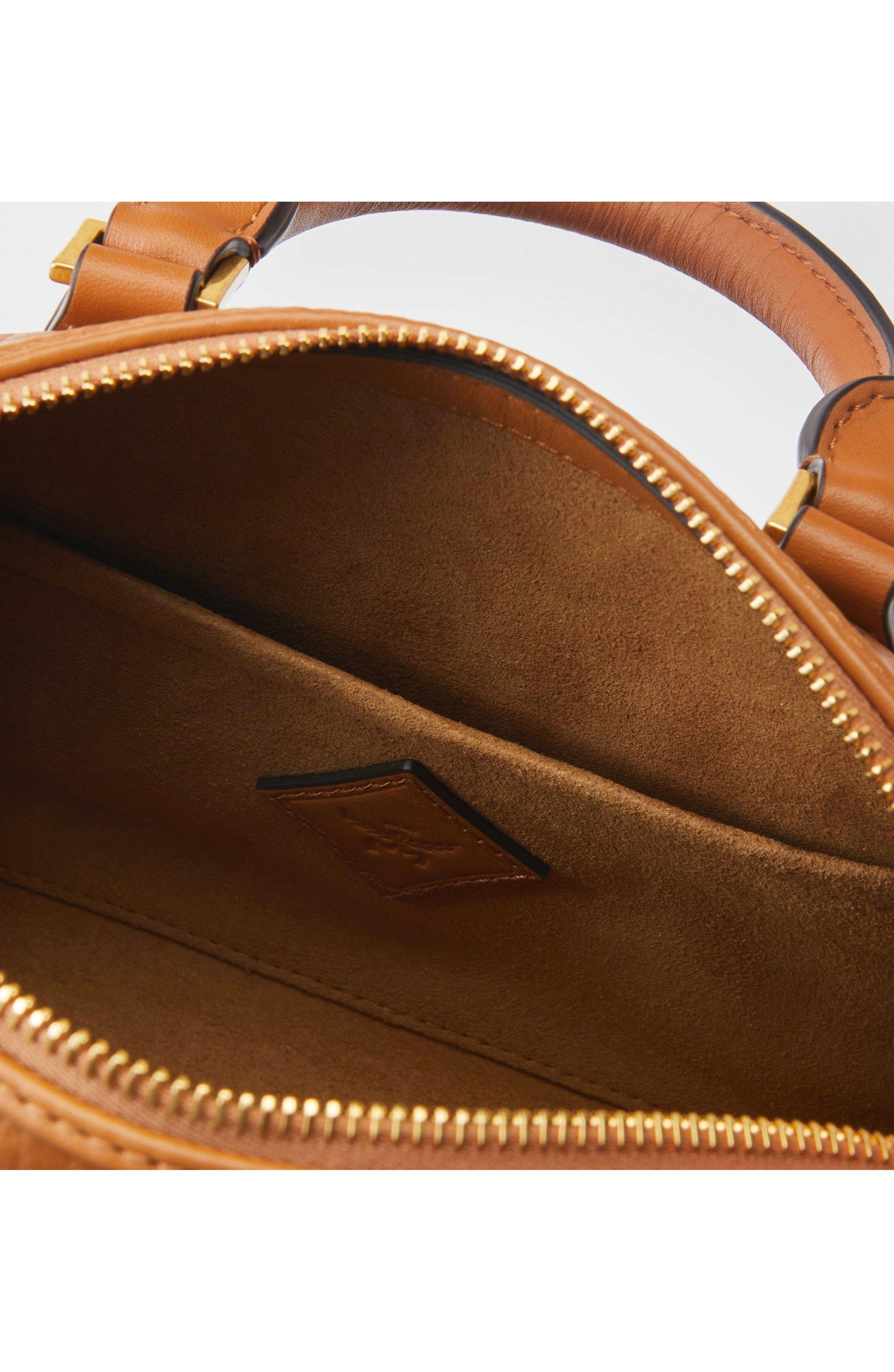 Small Ella Boston Bag In Visetos, Alternate, color, Cognac