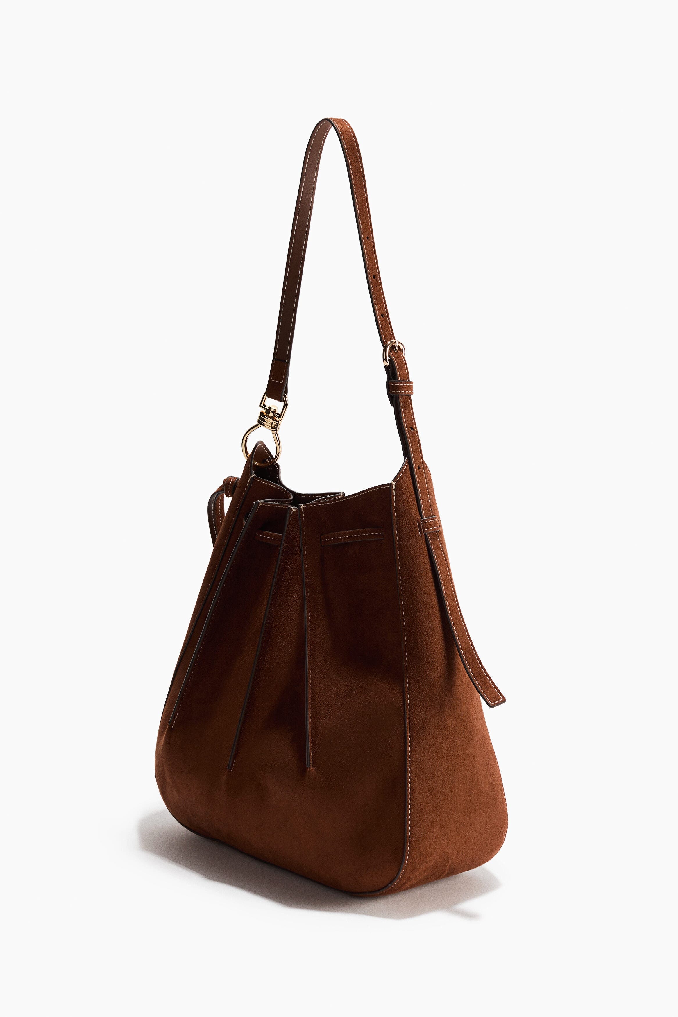 H&M Pleated Shoulder Bag, Alternate, color, Brown