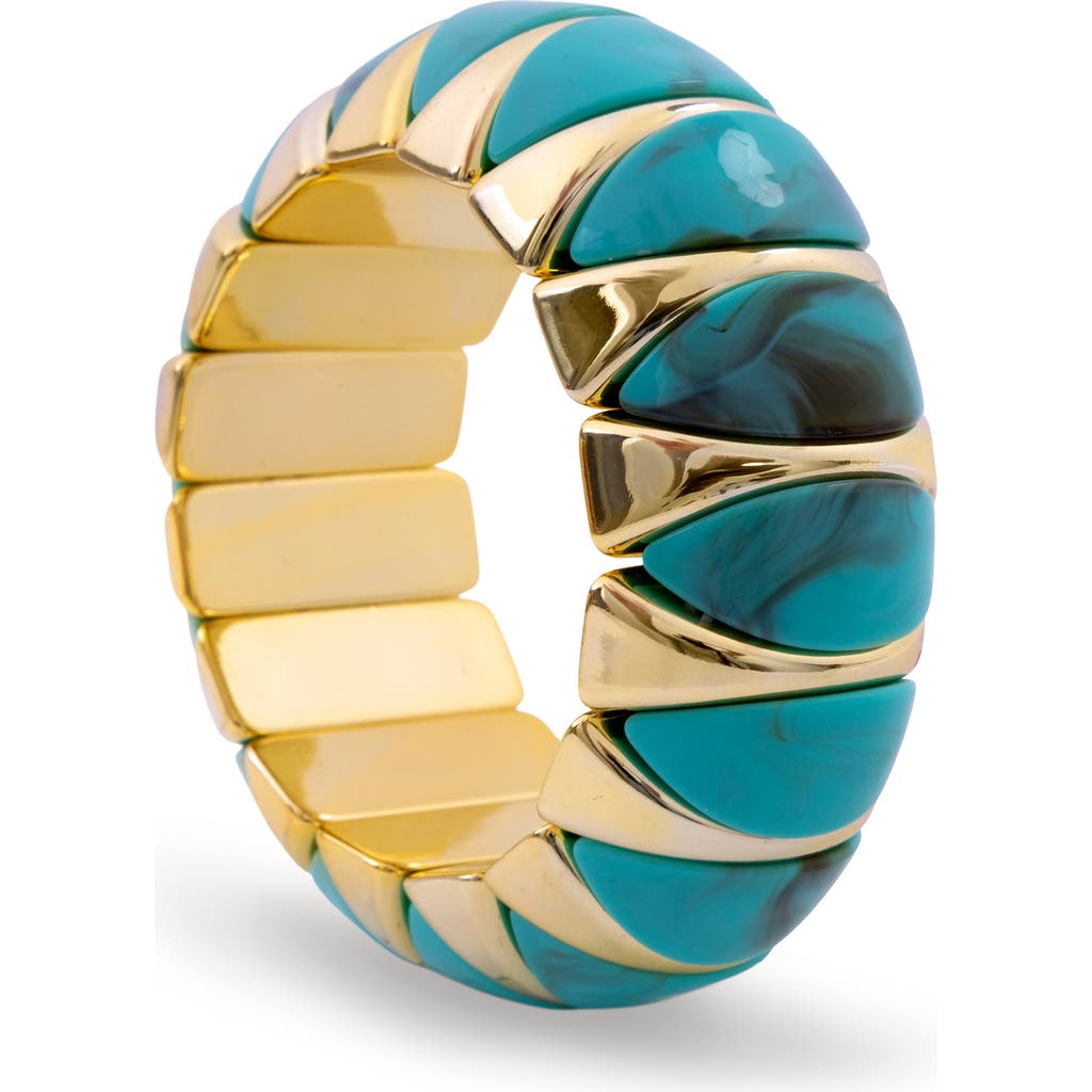 SAACHI Chunky Two-Tone Stretch Bangle in Turquoise at Nordstrom Rack