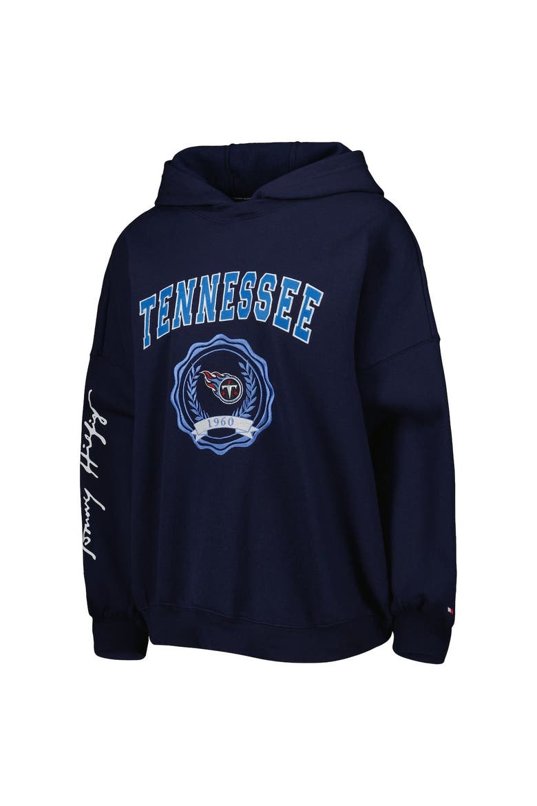 Women's Tommy Hilfiger Navy Tennessee Titans Becca Drop Shoulder Pullover Hoodie, Alternate, color, Navy