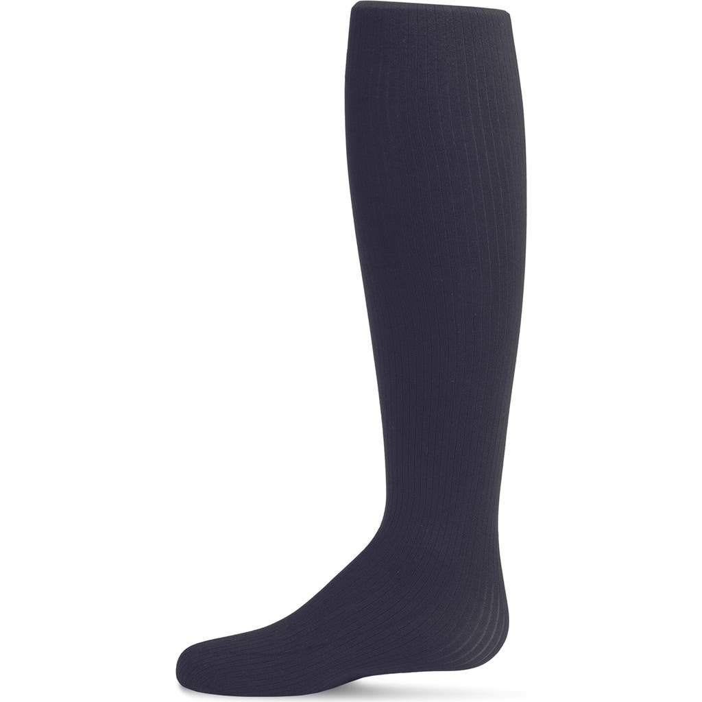 Memoi Kids' Opaque Fine Ribbed Nylon Tights In Black