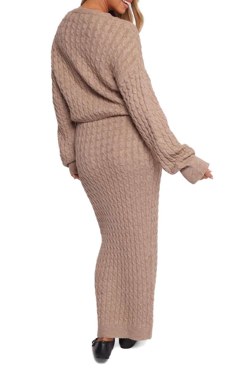 Petal & Pup Reid Cable Knit Crop Sweater & Maxi Skirt Set, Alternate, color, Taupe