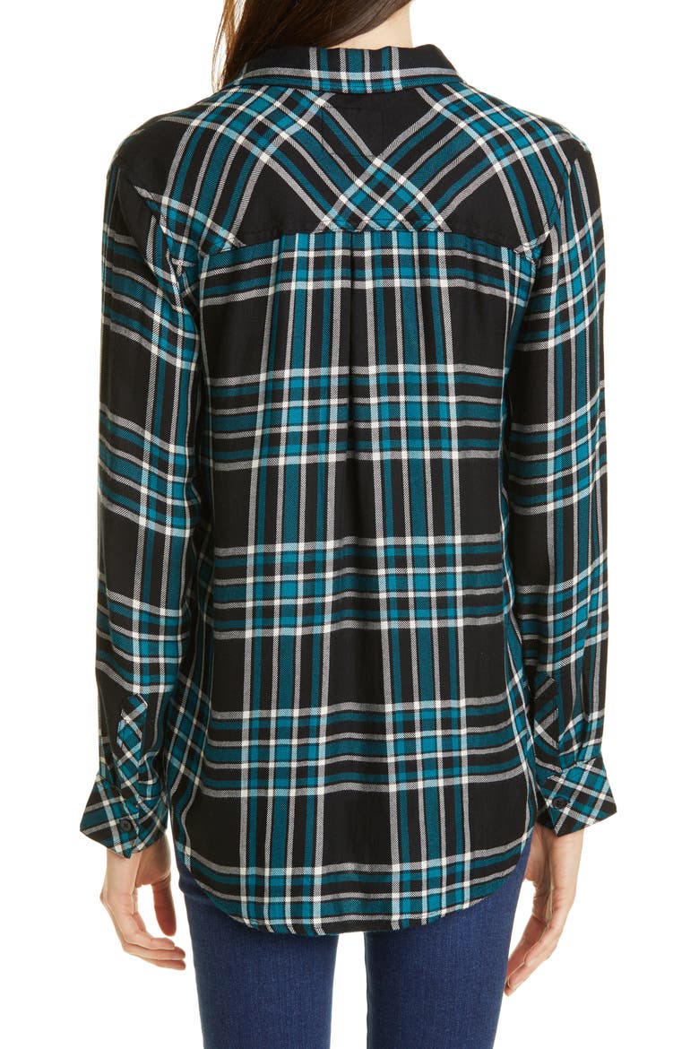 Hunter Plaid Button-Up Shirt, Alternate, color, MIDNIGHT CERULEAN BLUE