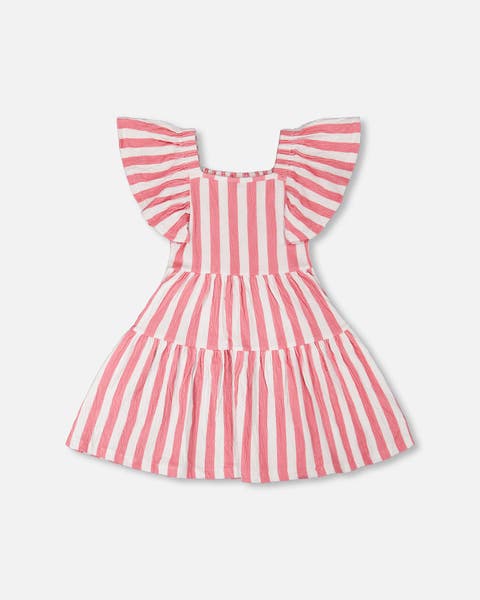 Short Sleeve Crinkle Jersey Stripes Dress (Toddler, Little Kid & Big Kid)