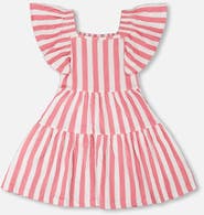 Deux par Deux Short Sleeve Crinkle Jersey Stripes Dress