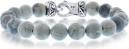 BLACKJACK Stainless Steel Gray Jasper Beaded Bracelet