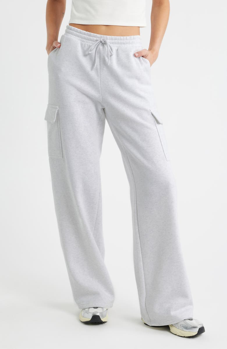 BP. Baggy Wide Leg Cargo Sweatpants, Main, color, Grey Fog Heather