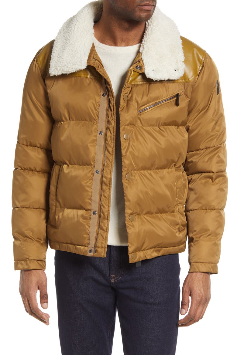 Vroni Mixed Media Puffer Jacket, Main, color, BUTTERNUT