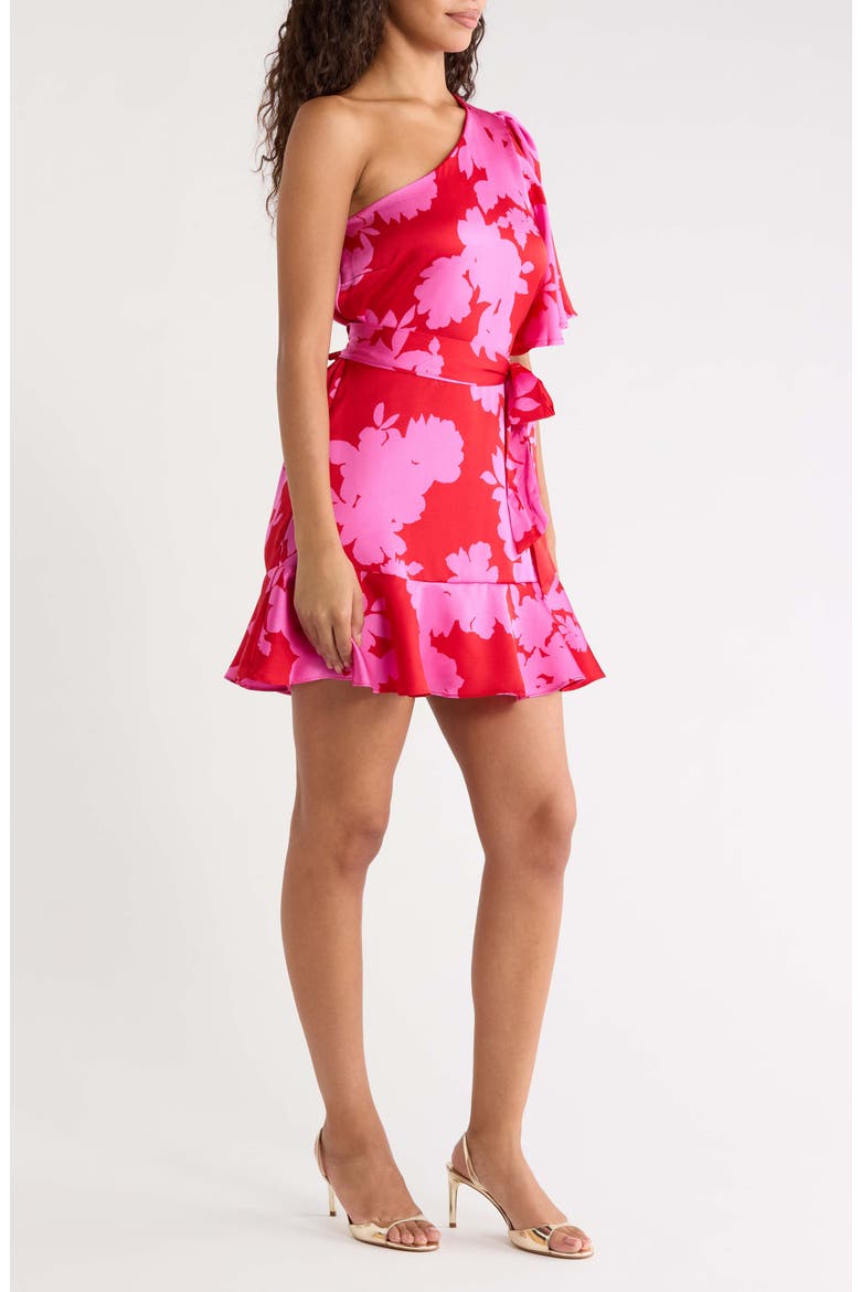 Burning Love One-Shoulder Minidress, Alternate, color, CHERRY-PINK