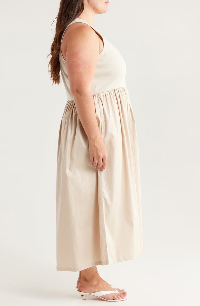 Nordstrom Mixed Media Stretch Cotton Tank Maxi Dress, Alternate, color, Beige Scroll