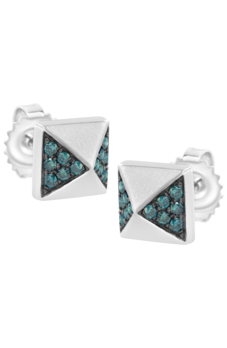 Haus of Brilliance 14K White Gold 1/4 Ct Blue Diamond Pyramid Stud Earring, Alternate, color, White