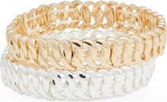 Open Edit Set of 2 Cuban Link Stretch Bracelets