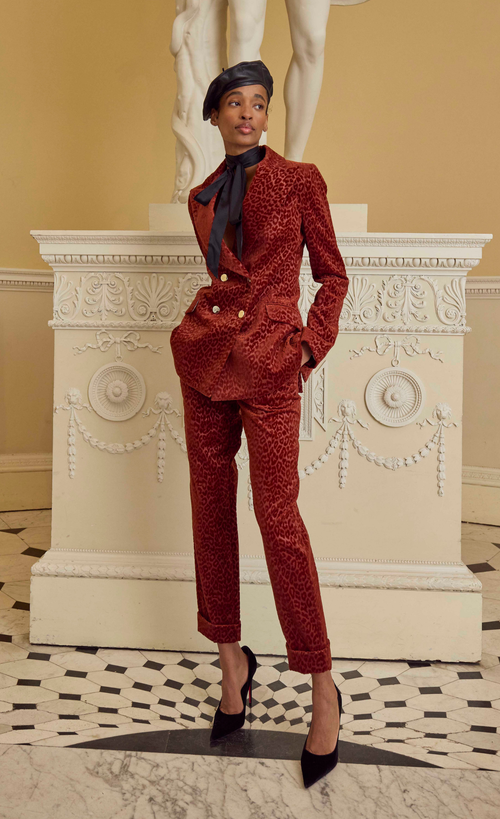 Temperley London Leopard-pattern Double-breasted Blazer In Red