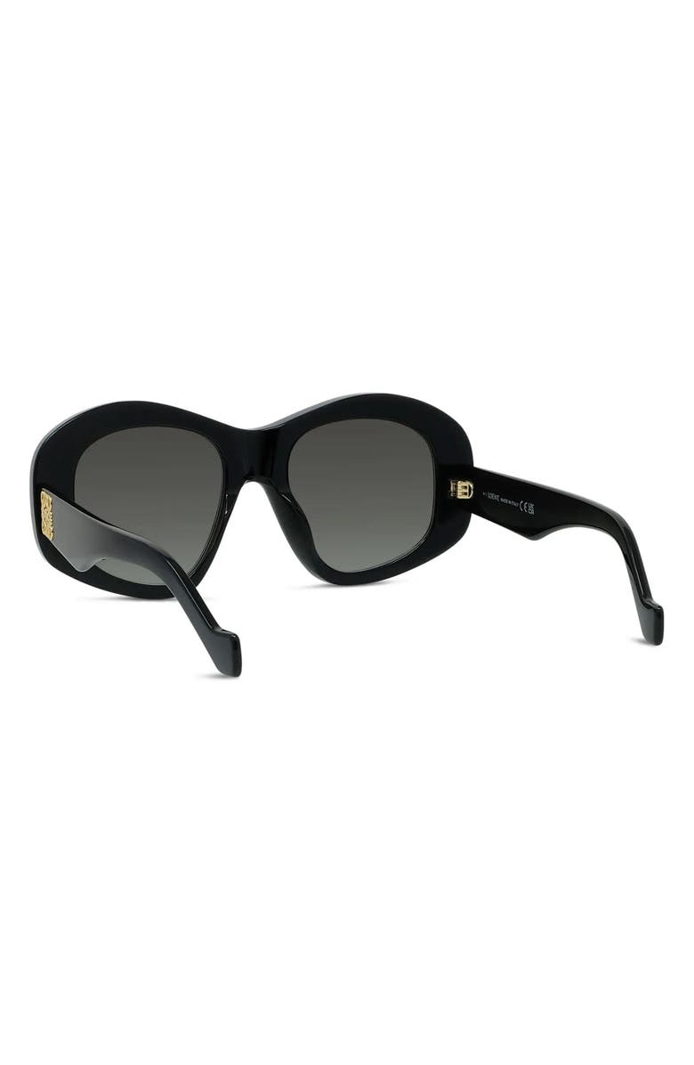 Loewe Anagram 51mm Geometric Sunglasses, Alternate, color, Shiny Black / Gradient Smoke