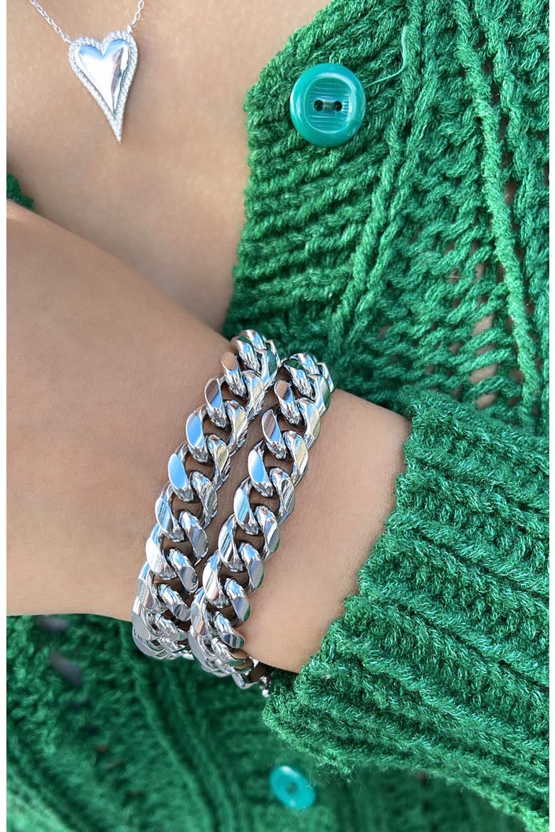 Tori Cuban Chain Bracelet, Alternate, color, SILVER