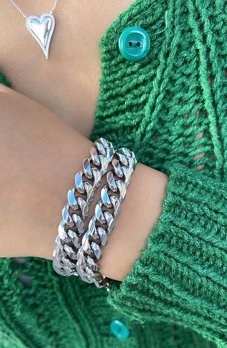 SHYMI Tori Cuban Chain Bracelet, Alternate, color, Silver