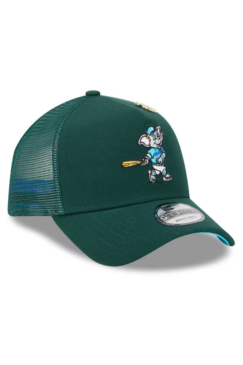 Men's New Era  Green Athletics 2025 Big League Chew A-Frame 9FORTY Adjustable Trucker Hat, Alternate, color, Green