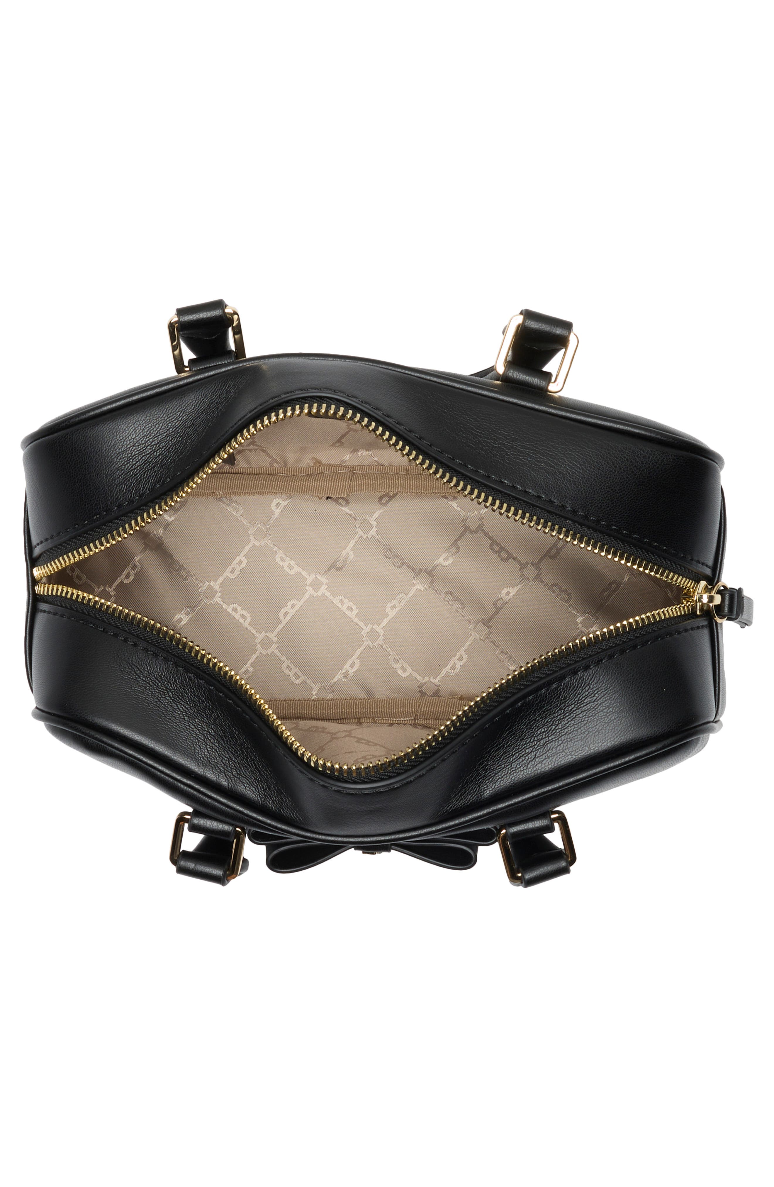 Trisha Bow Faux Leather Crossbody Bag, Alternate, color, BLACK